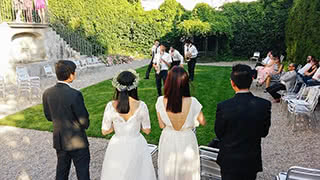 Saxophonquartett nonsequence spielt an einer Hochzeit